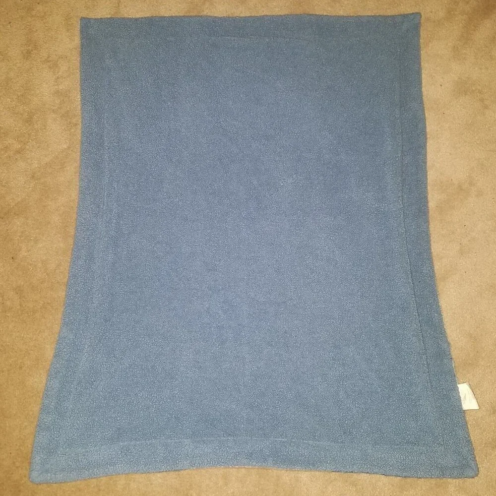 RN 119741 Blue Gray Patchwork Fleece Baby Blanket Lovey Minky Dot